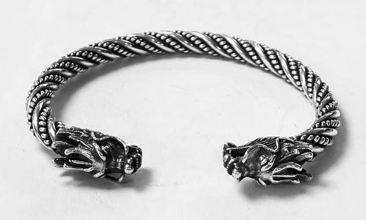 BRAZALETE CABEZA DE GRAGON EN PLATA LEY 925