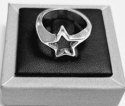 Anillo Estrella Plata Ley 925, vista frontal