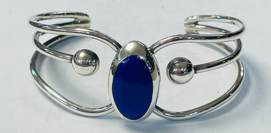 BRAZALETE CON LAPISLAZULI EN PLATA LEY 925