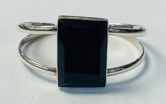 BRAZALETE EN PLATA LEY 925  CON OBSIDIANA
