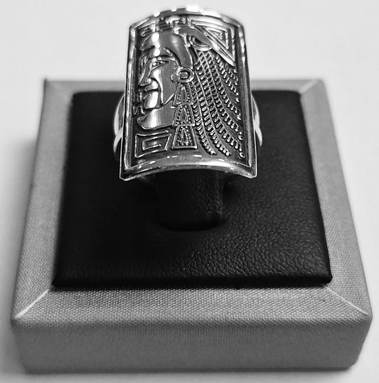 ANILLO CABEZA AZTECA EN PLATA 925