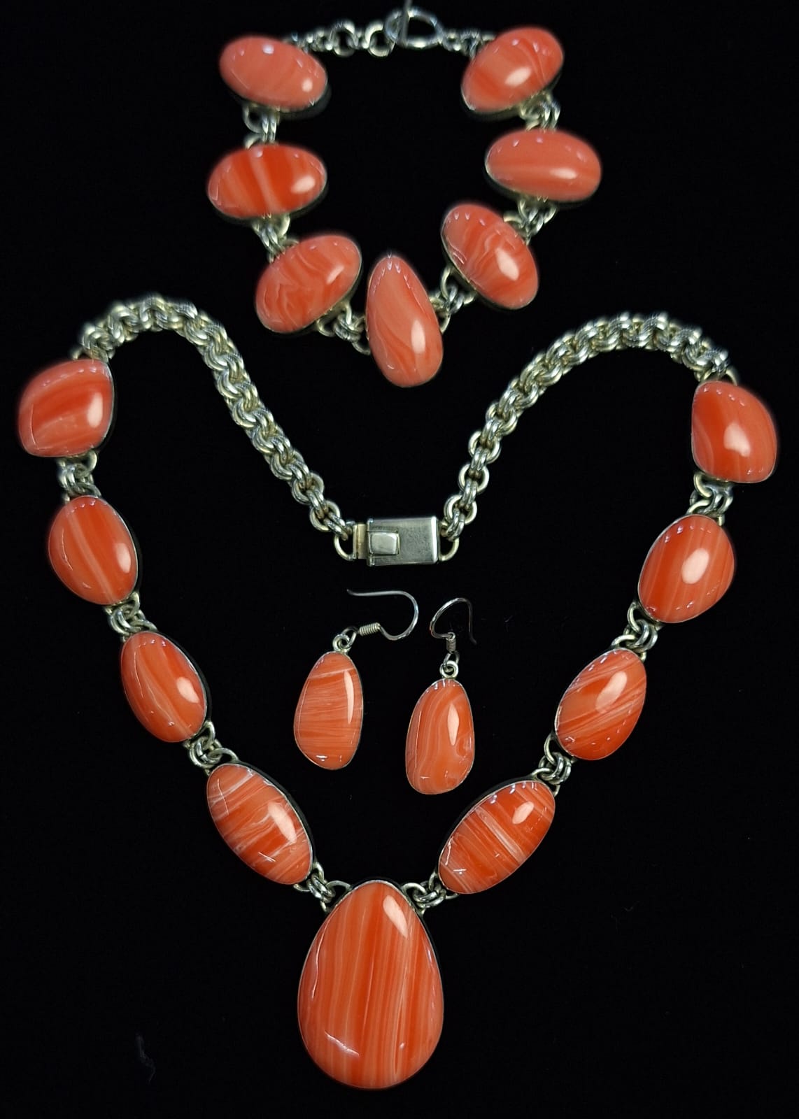 SET DE COLLAR CON  INCRUSTACIONES DE PIEDRA  EN PLATA LEY 950
