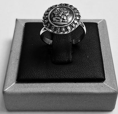 Anillo Calendario Maya en Plata Ley 950, vista frontal