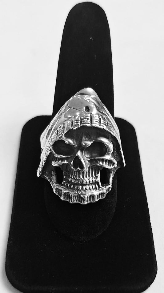 ANILLO CALAVERA DE MUERTE EN PLATA LEY 925