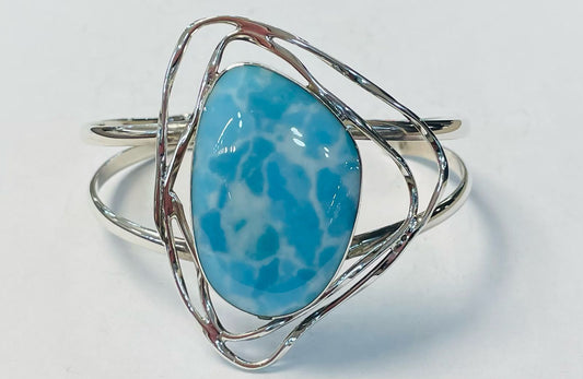 BRAZALETE CON LARIMAR EN PLATA LEY 925
