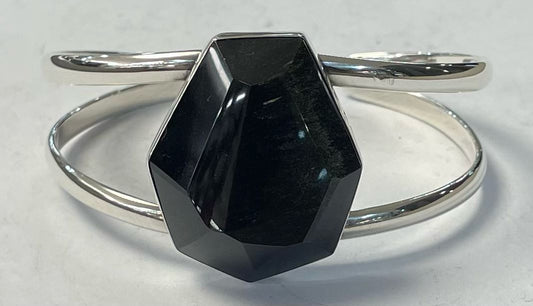 BRAZALETE CON OBXIDIANA  EN PLATA LEY 950
