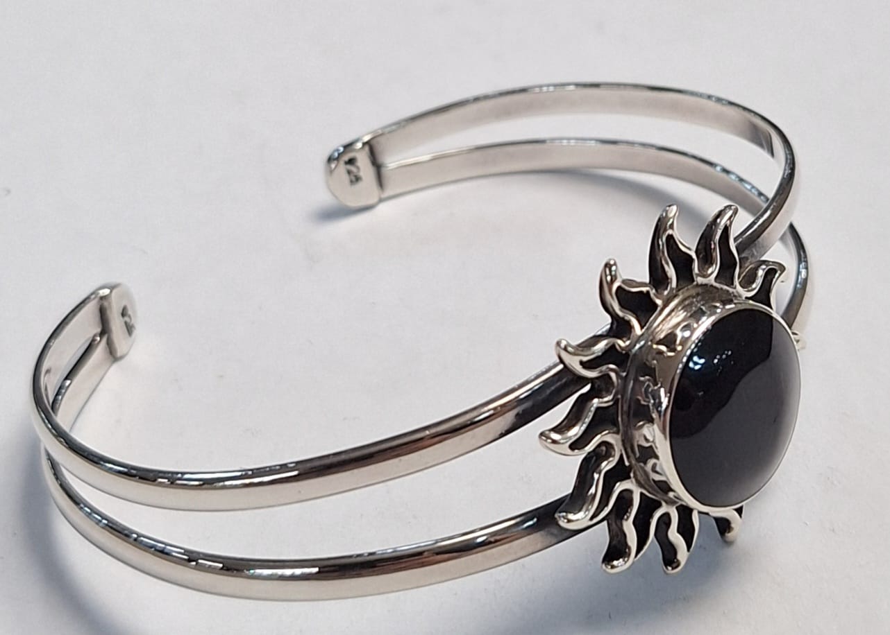 BRAZALETE CON OBSIDIANA EN PLATA LEY 925