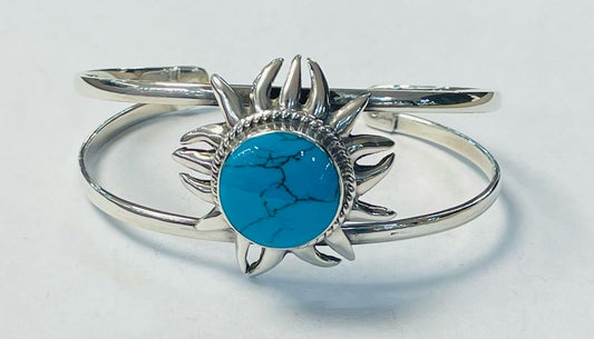 BRAZALETE CON TURQUESA  EN PLATA LEY 925