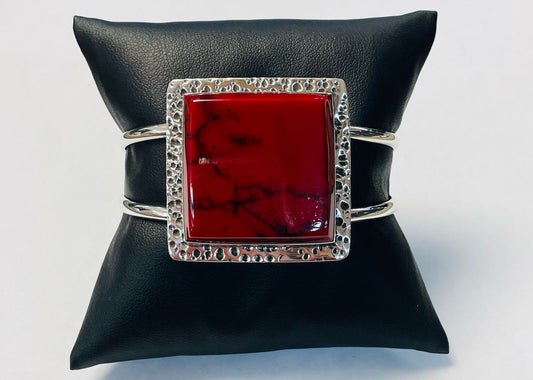 BRAZALETE EN PLATA LEY 925 CON CORAL