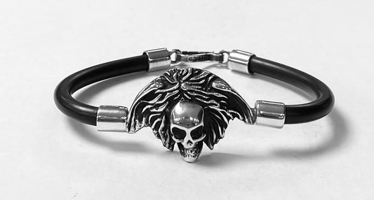 BRAZALETE EN PLATA LEY 925 CON CAUCHO