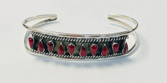 BRAZALETE EN PLATA LEY 925 CON CORAL