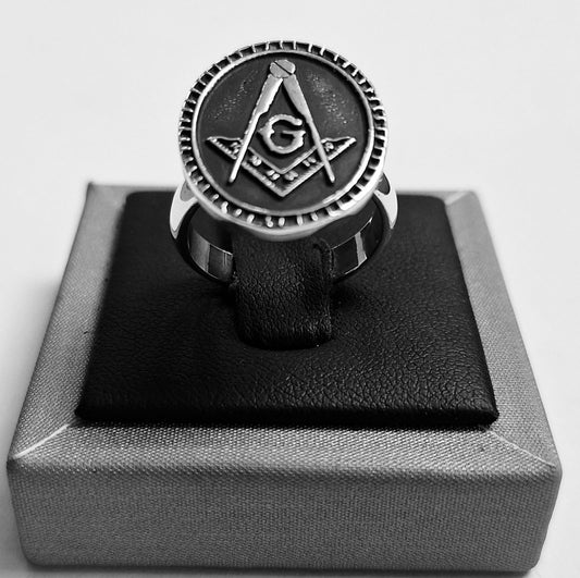 ANILLO EMBLEMA MASÓNICO EN PLATA LEY 950