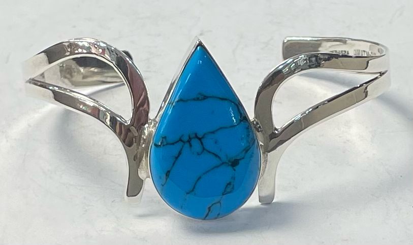 BRAZALETE CON TURQUESA EN PLATA LEY 925