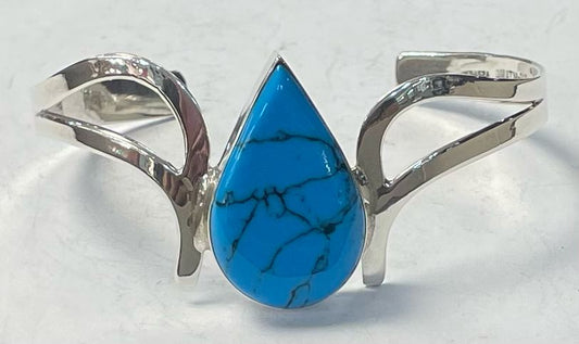 BRAZALETE CON TURQUESA EN PLATA LEY 925