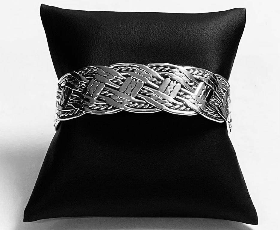 BRAZALETE TEJIDO  EN PLATA LEY 925
