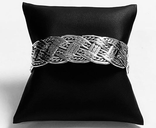 Brazalete Tejido en Plata Ley 925, vista frontal
