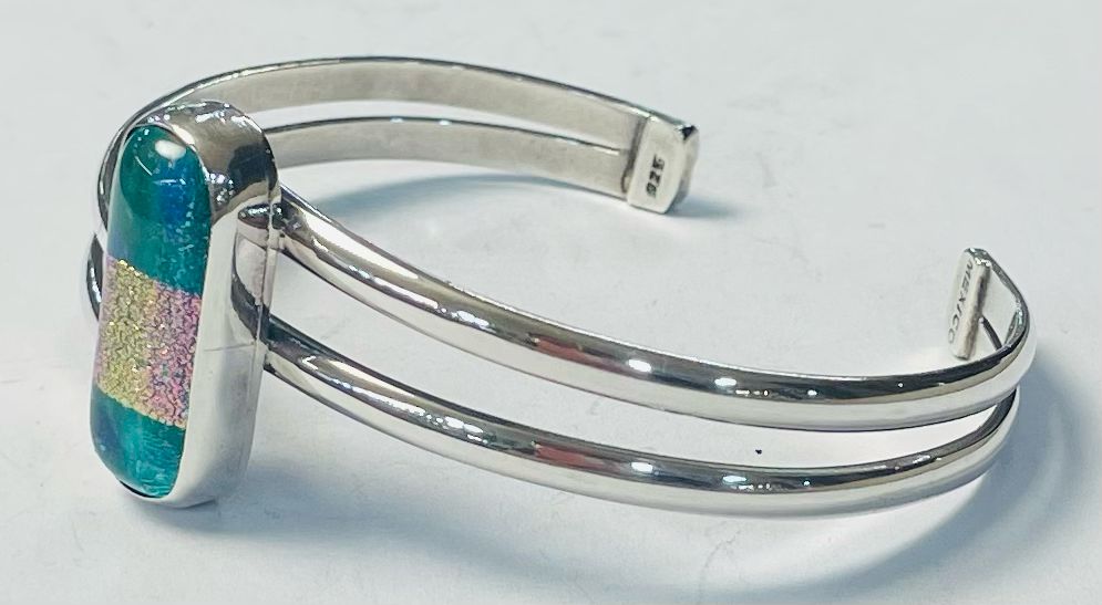 BRAZALETE  CON DICROICO EN PLATA  LEY 925