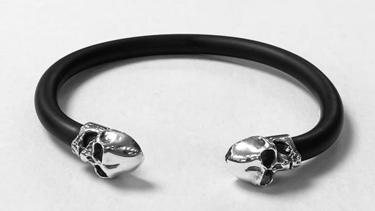 BRAZALETE EN PLATA LEY 925 CON CAUCHO
