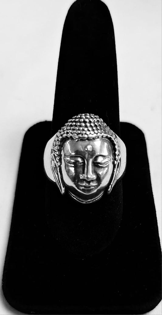 ANILLO CABEZA DE BUDA EN PLATA LEY 925