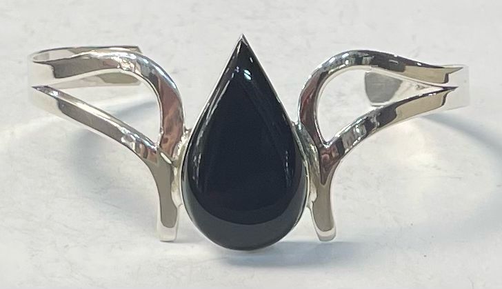 BRAZALETE CON OBSIDIANA EN PLATA LEY 925