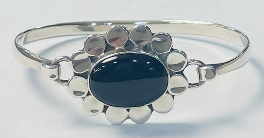 BRAZALETE CON PIEDRA EN OBSIDIANA EN PLATA LEY 925