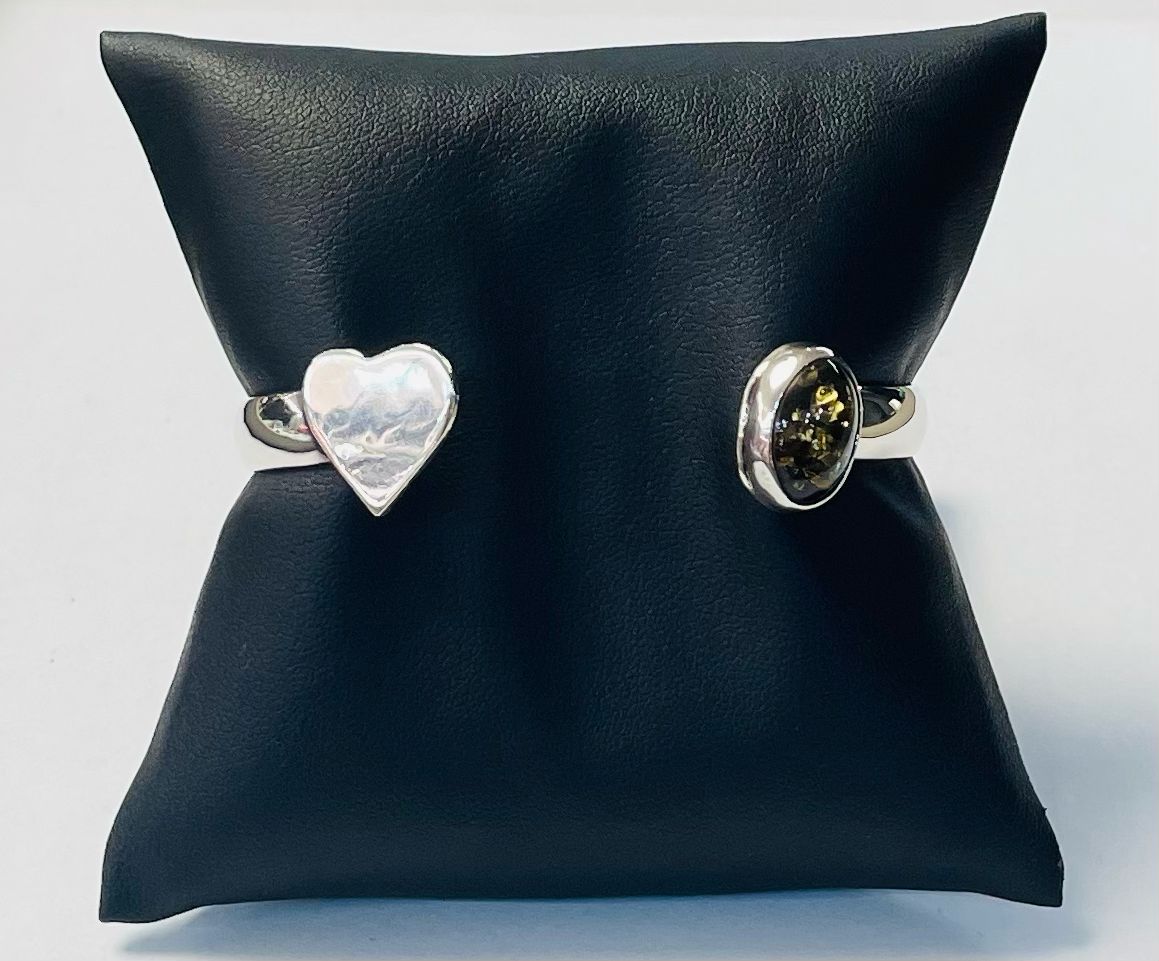 BRAZALETE CON AMBAR  EN PLATA LEY 925