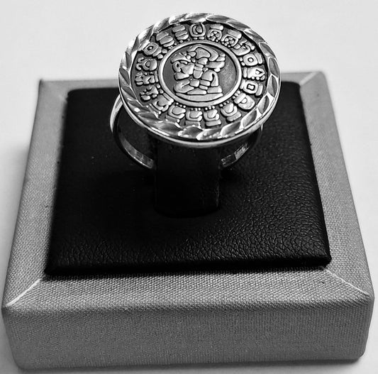 ANILLO CALENDARIO MAYA EN PLATA LEY 925