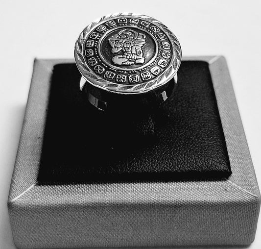 ANILLO CALENDARIO MAYA EN PLATA LEY 925