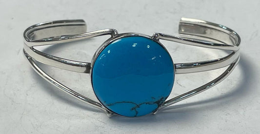 BRAZALETE CON TURQUESA EN PLATA LEY 925
