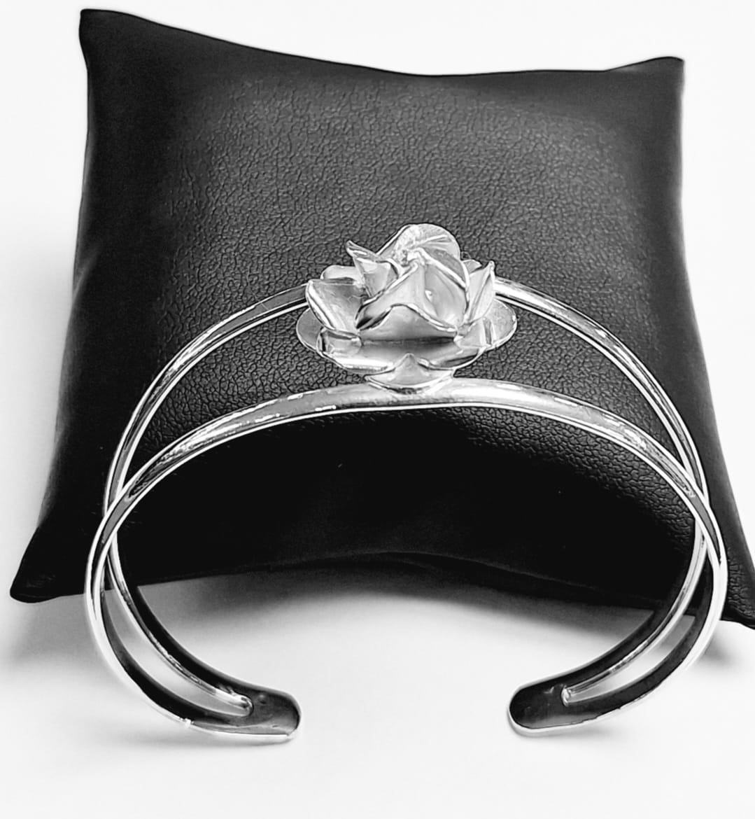 BRAZALETE  ROSA EN PLATA LEY 925