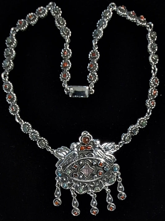 COLLAR VINTAGE CON INCRUSTACIONES DE PIEDRA EN PLATA LEY 925