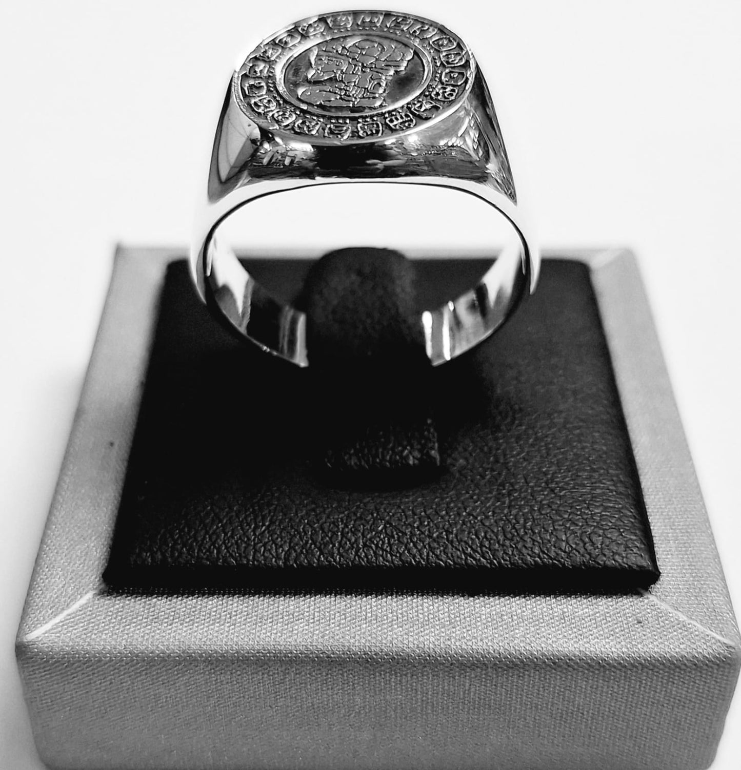 ANILLO CALENDARIO MAYA EN PLATA LEY 925