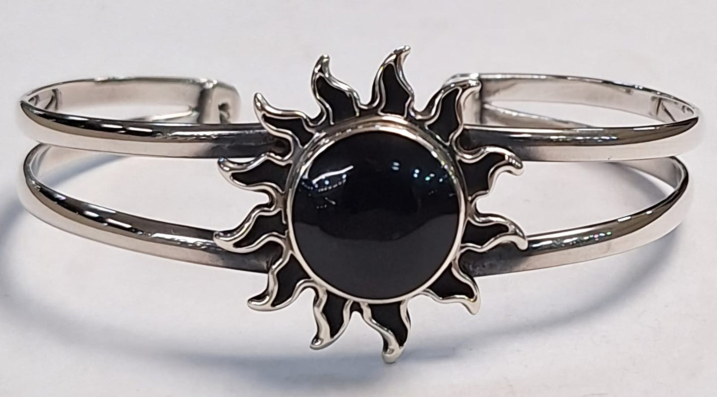 BRAZALETE CON OBSIDIANA EN PLATA LEY 925