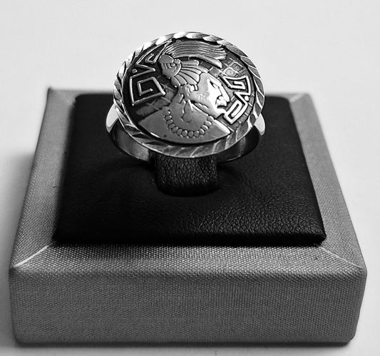 ANILLO  DIAMANTADA CABEZA DE PALENQUE EN PLATA LEY 925