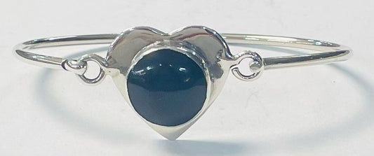 BRAZALETE CON PIEDRA DE OBSIDIANA EN PLATA LEY 925