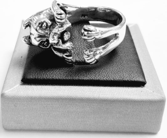 ANILLO PERRO EN PLATA LEY 925