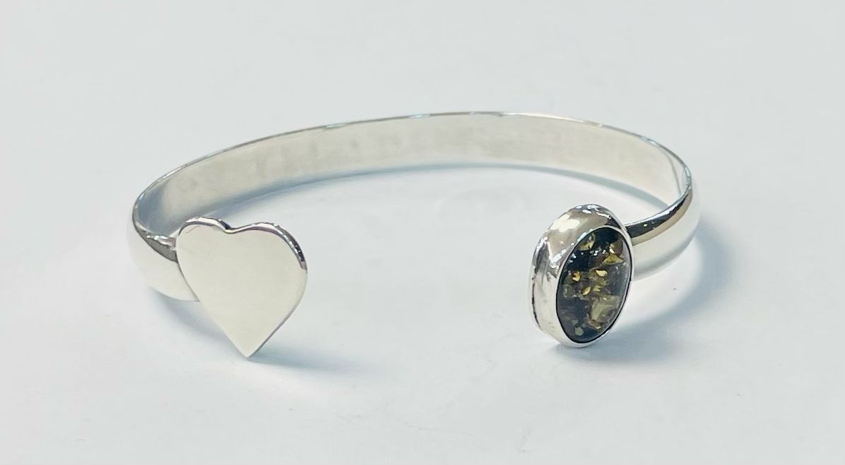 BRAZALETE CON AMBAR  EN PLATA LEY 925