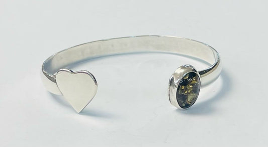 BRAZALETE CON AMBAR  EN PLATA LEY 925