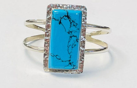 BRAZALETE EN PLATA  LEY 925 CON TURQUESA