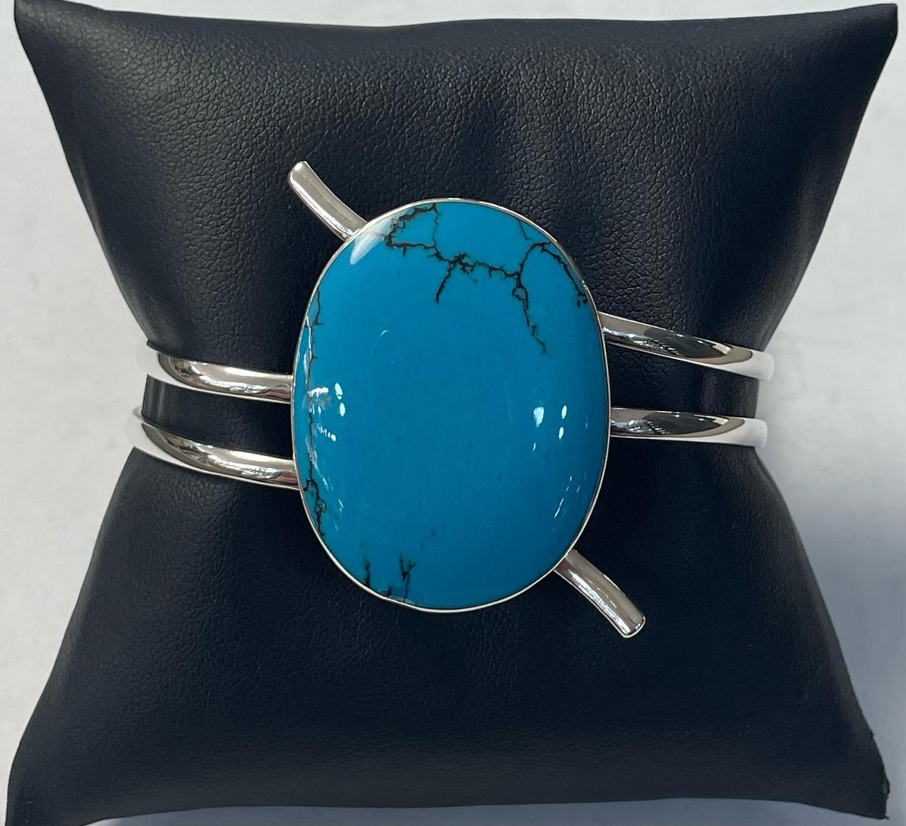 BRAZALETE CON TURQUESA EN PLATA LEY 925