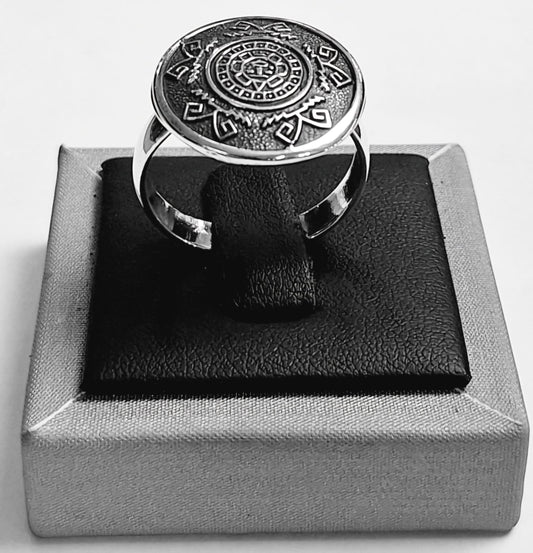 ANILLO AZTECA EN PLATA LEY 925