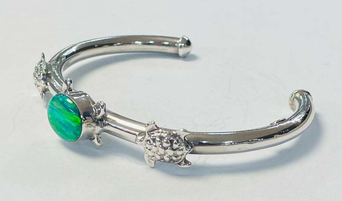 BRAZALETE TORTUGA CON OPALO PLATA LEY 925