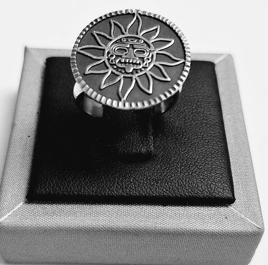 ANILLO SOL MAYA EN PLATA LEY 950