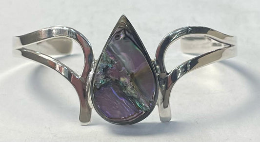 BRAZALETE CON CONCHA DE ABULON EN PLATA LEY 925