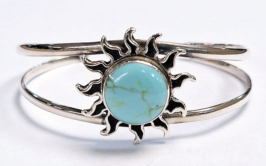 BRAZALETE CON TURQUESA  EN PLATA LEY 925