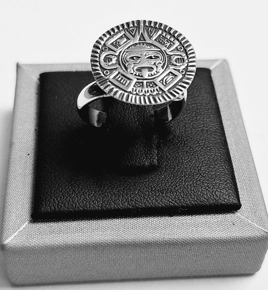 ANILLO AZTECA EN PLATA LEY 950