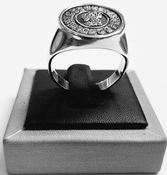 ANILLO CALENDARIO MAYA EN PLATA LEY 925