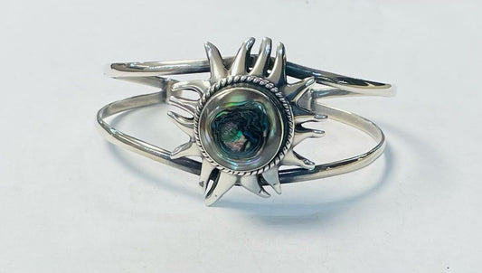 BRAZALETE CON CONCHA DE ABULON  EN PLATA LEY 925