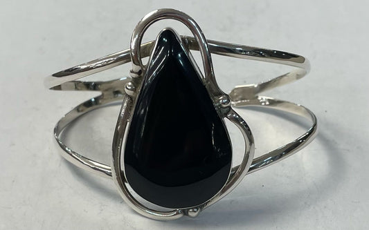 BRAZALETE CON OBSIDIANA EN PLATA LEY 925