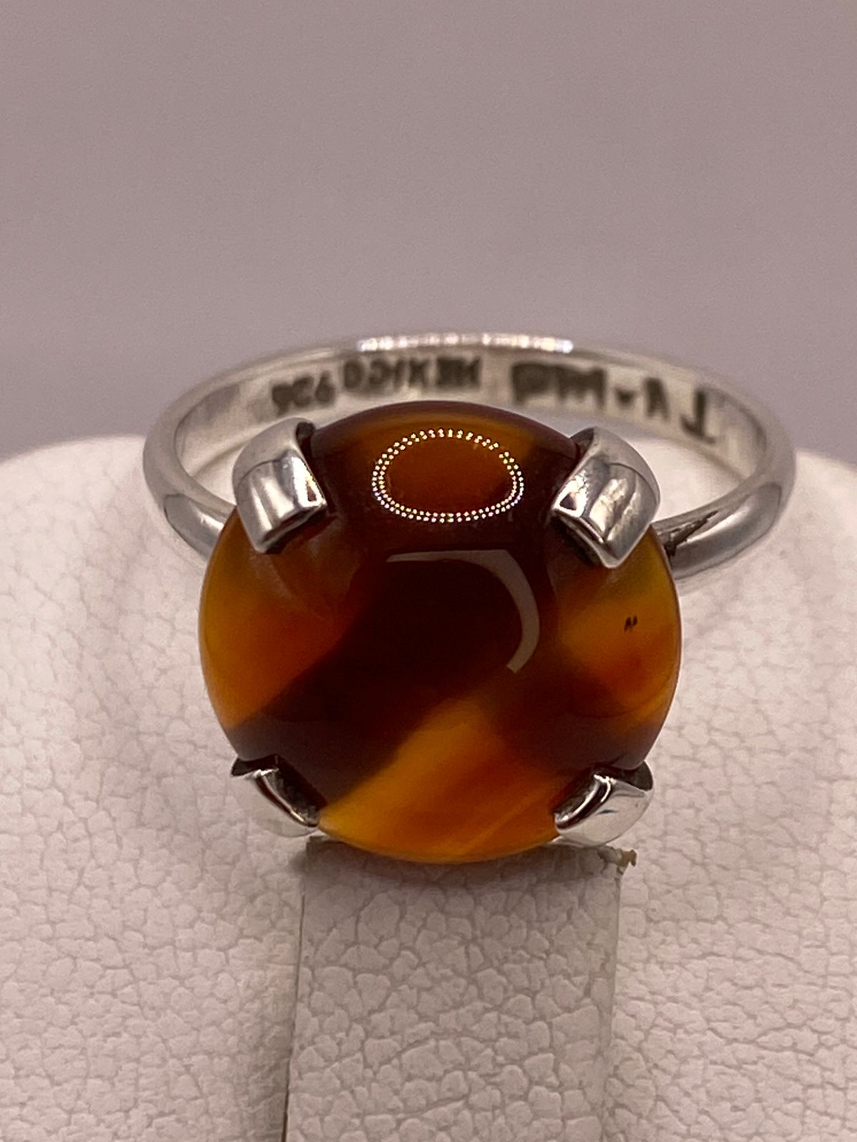 Anillo de Ágata Naranja Natural en Plata .925